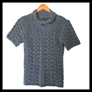 Lilibleu Women's Sweater Turtleneck Size M Medium Gray‎ Texturized Wool Blend